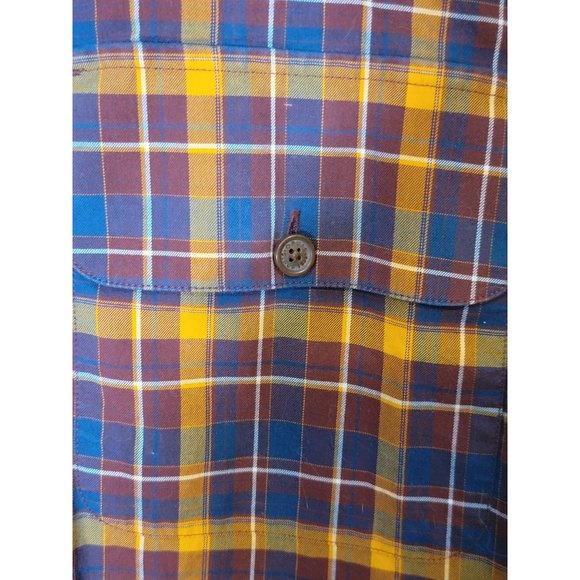 Orvis Long Sleeve Dress Casual Shirt Size Large Red Blue Orange Plaid Pockets‎ - Picture 4 of 6